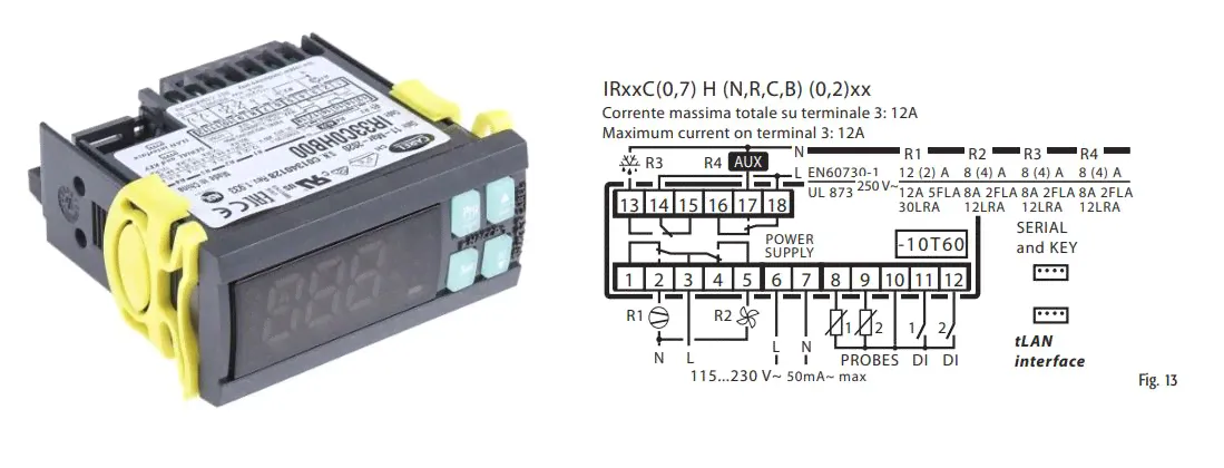 КОНТРОЛЛЕР CAREL IR33 4 РЕЛЕ 16A 8A 8A 8A 115/230VAC BUZ 2NTC 2DI IR RTC-0